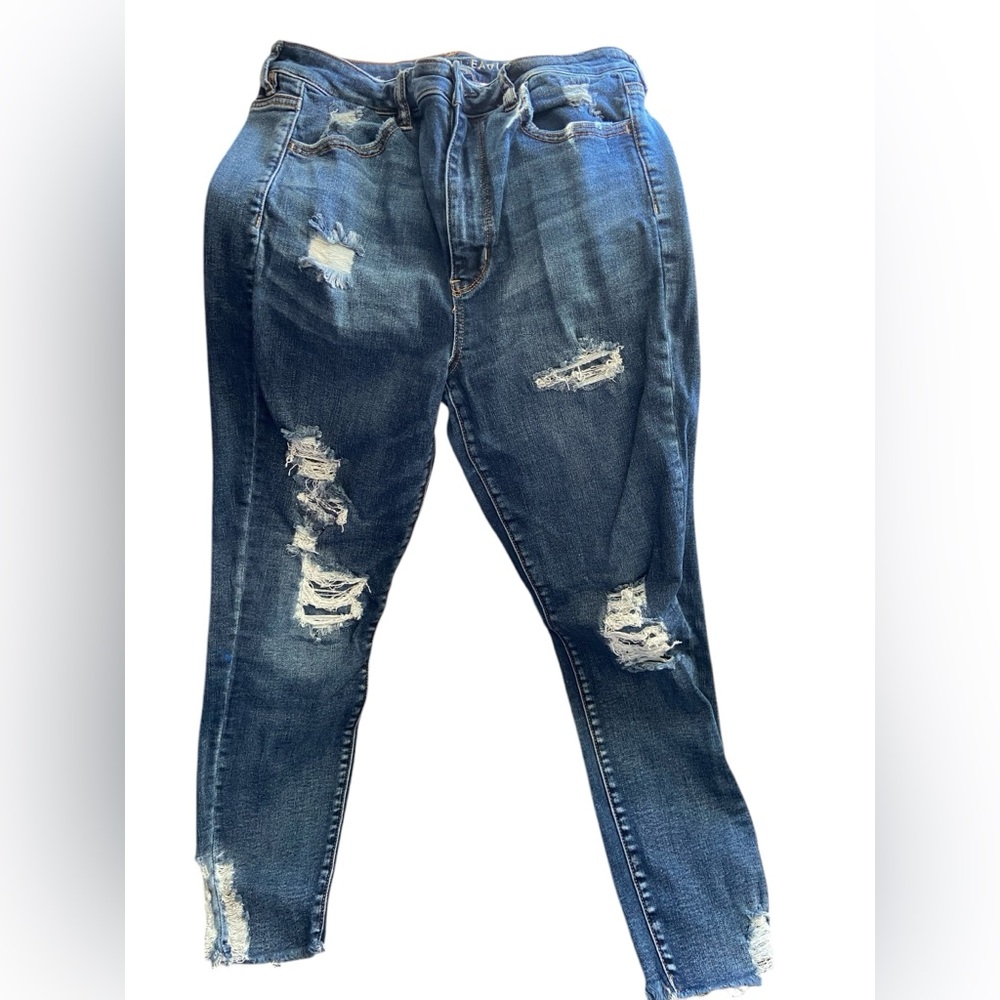 American Eagle skinny jeggings with distressed patches jeans